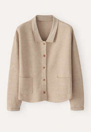Cardigan mit Kragen, Rehbraun/Himmelblau, webstill