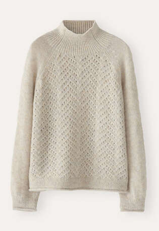 Pullover mit Zopfmuster, Naturstein, webstill