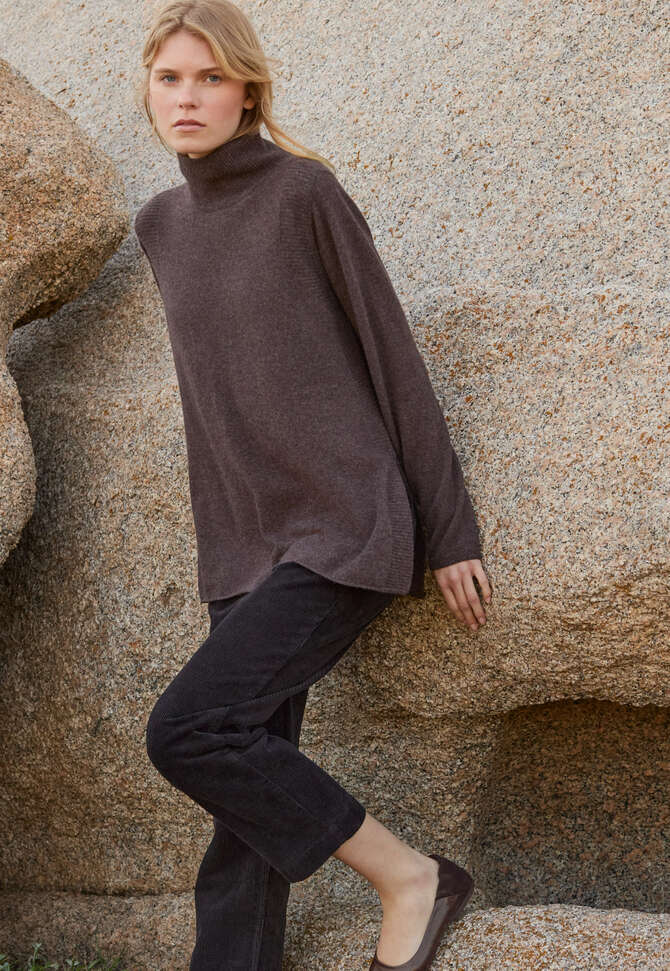 Pullover mit Trichterkragen, Maronenbraun, completeTheLook
