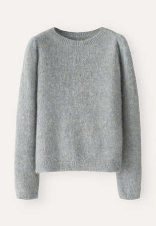 Pullover mit Puff&auml;rmeln, Frostiges Blau, webstill