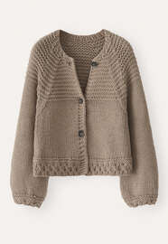 Handgestrickter Cardigan, Taupe, webstill