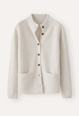 Rippstrick-Cardigan, Perlgrau, webstill