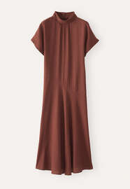 Kleid mit Hahnentrittmuster, Terrakotta/Schwarz, webstill