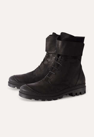 Schn&uuml;rstiefel, Schwarz, webstill
