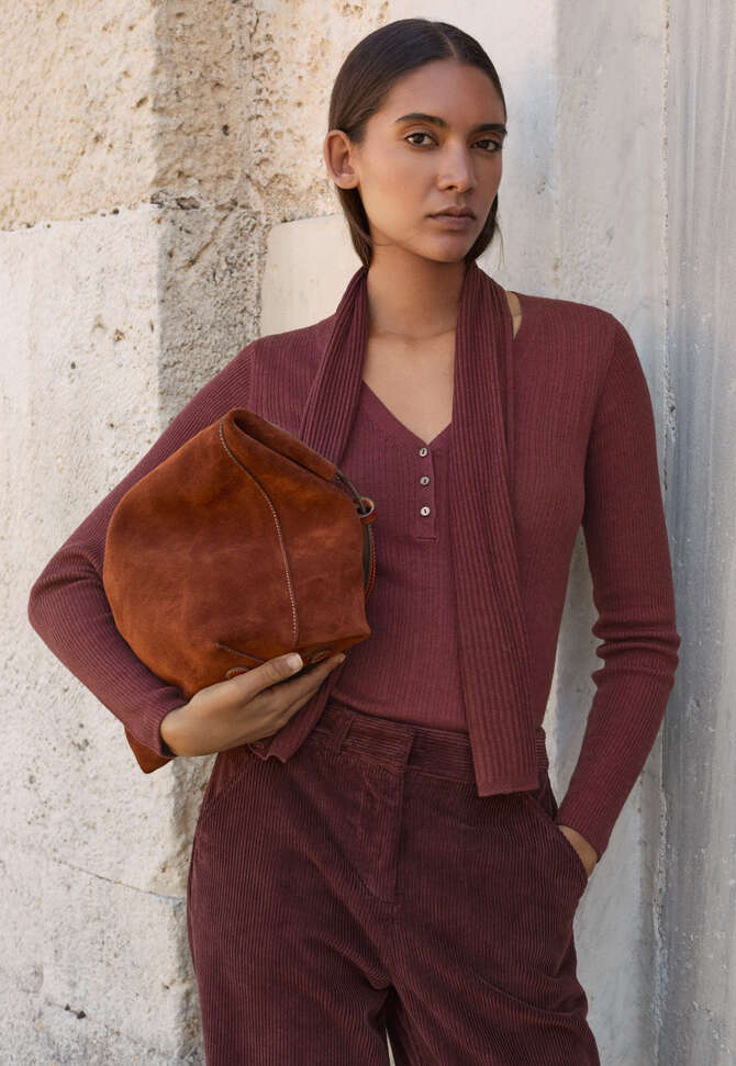 Rippstrickschal, Weinrot, completeTheLook