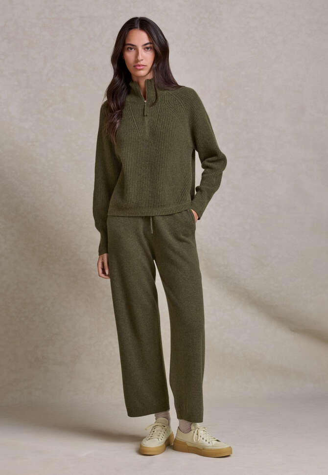 Pullover mit Frontrei&szlig;verschluss, Tannengr&uuml;n, completeTheLook