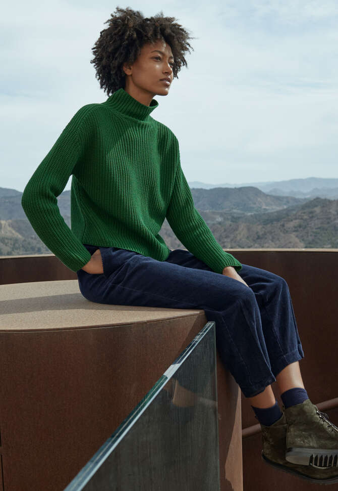 Pullover mit Trichterkragen, Smaragdgr&uuml;n, completeTheLook