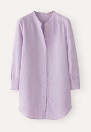 Lange Bluse mit geschwungenem Saum, Fliederrosa, webstill