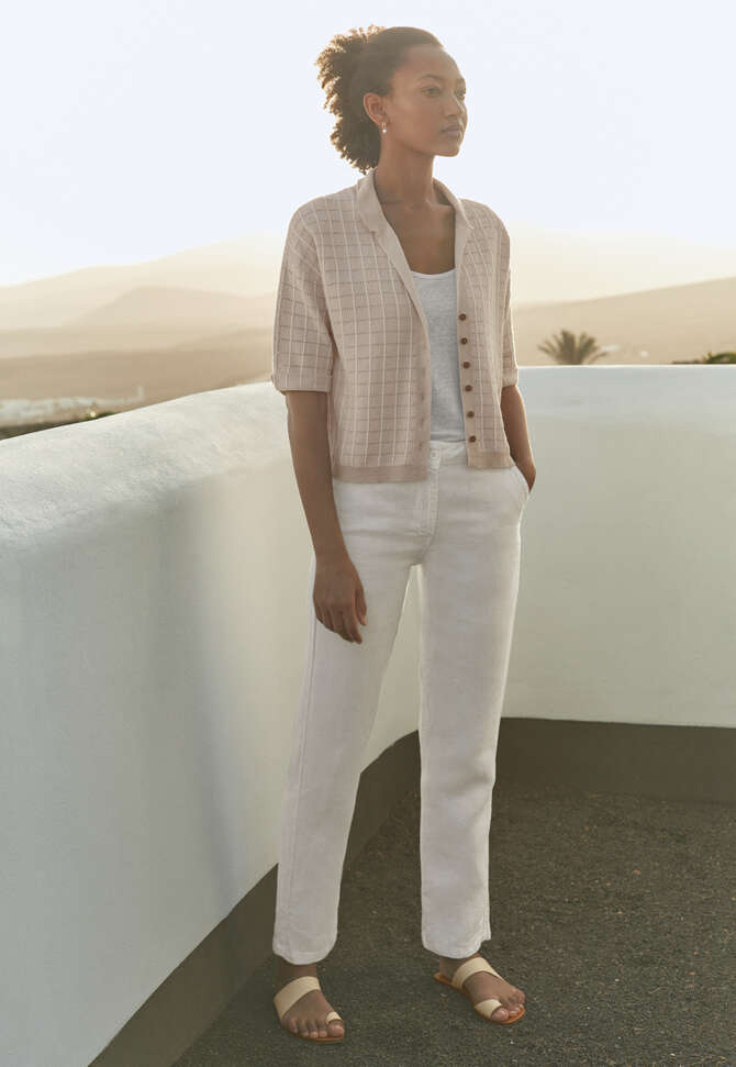 Bluse mit Karomuster, Kiesel, completeTheLook