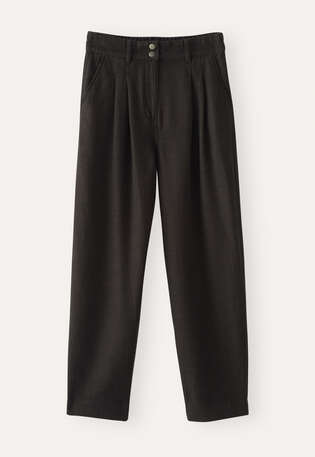Schmal zulaufende Hose, Schwarzbraun, webstill