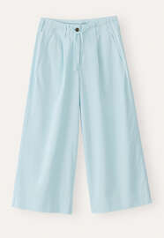 K&uuml;rzer geschnittene Hose mit Faltenfront, Himmelblau, webstill