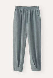 Schmal zulaufende Crinkle-Hose, Aquagrau, webstill