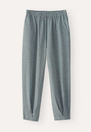 Schmal zulaufende Crinkle-Hose, Aquagrau, webstill