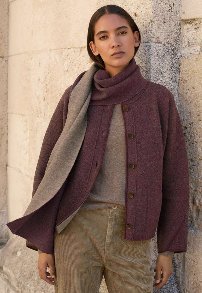 Doppelseitiger Schal, Aubergine, completeTheLook