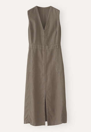 &Auml;rmelloses Kleid mit Rei&szlig;verschluss, Khaki-Taupe, webstill