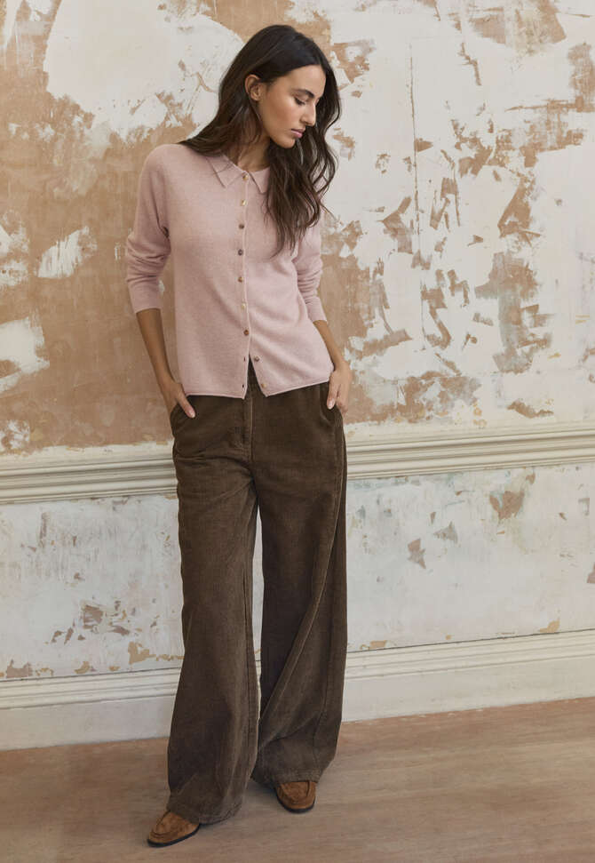 Cordhose mit Abn&auml;hern am Saum, Torf, completeTheLook