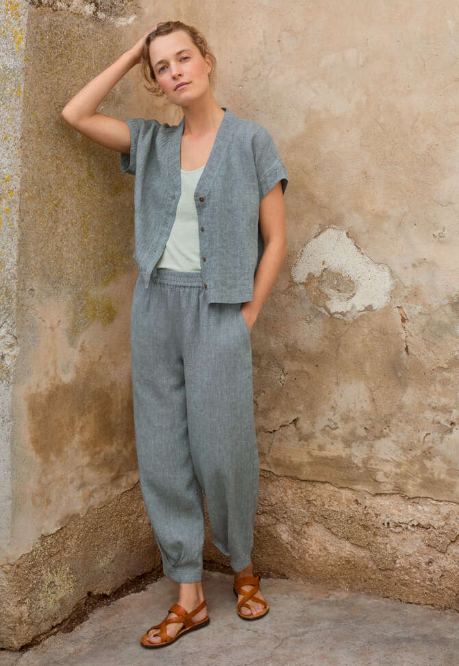 V-Ausschnitt-Oberteil, Aquagrau, completeTheLook
