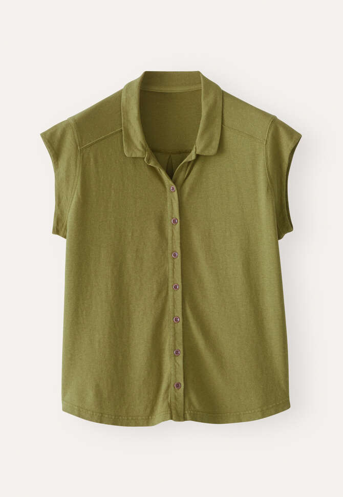 Fl&uuml;gel&auml;rmel-Bluse aus Jersey, Dunkle Limette, completeTheLook