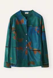 Bedruckte Bluse, Marine/Aquamarin, webstill