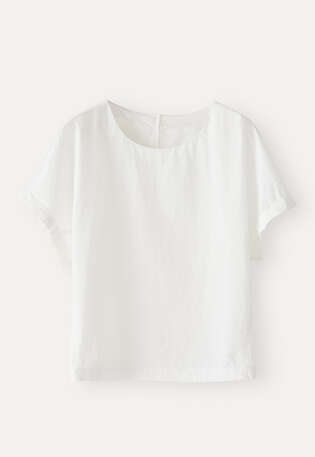 T-Shirt aus Webstoff, Wei&szlig;, webstill