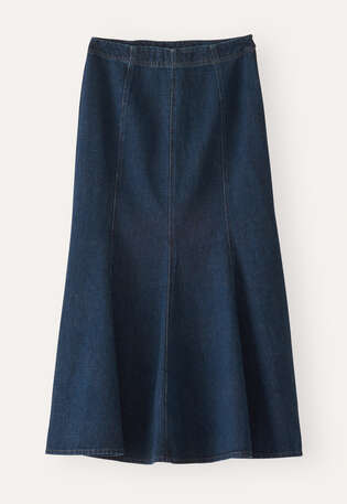 Rock mit Teilungsn&auml;hten, Dunkler Denim, webstill