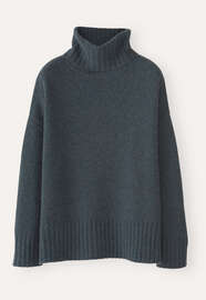Rollkragenpullover, Petrol-Schiefer, webstill