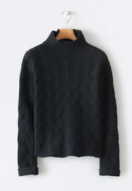 Zopfpullover, Schwarz, webstill