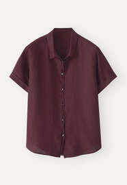 Bluse mit kurzen &Auml;rmeln, Marone, webstill