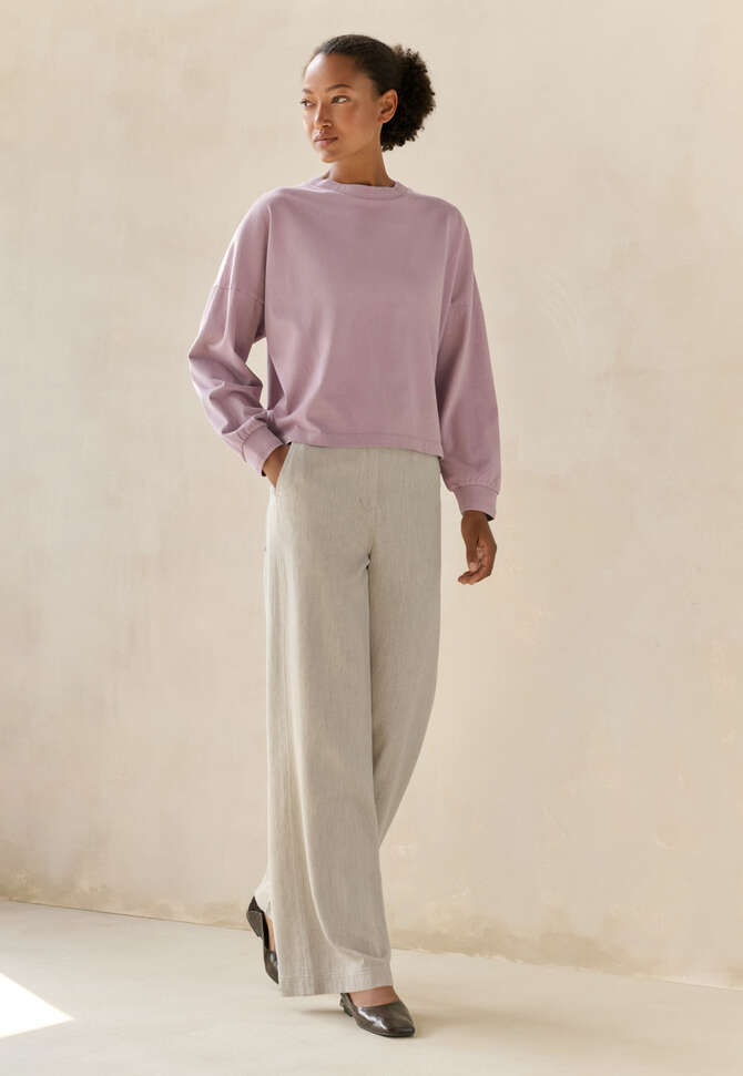 Sweatshirt aus pigmentgef&auml;rbtem Jersey, Zartes Mauve, completeTheLook