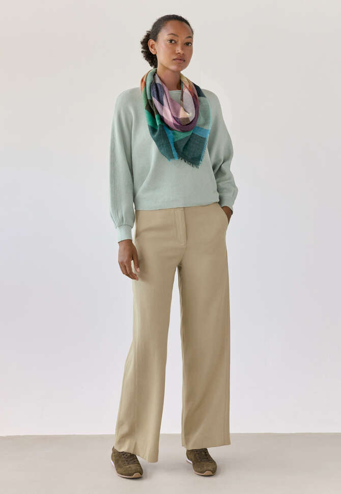 Perlmuster-Dolman-Pullover, Gewaschenes Aqua, completeTheLook
