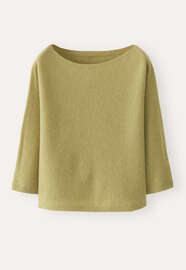 Pullover mit U-Boot-Ausschnitt, Limette, webstill