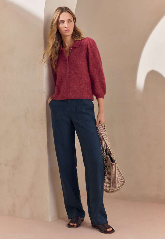 Pullover mit Kragen, Maronenrosa, completeTheLook