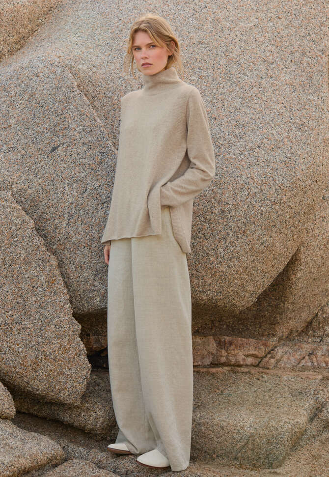 Pullover mit Trichterkragen, Ecru/Rehbraun, completeTheLook