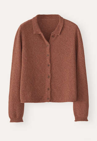 Cardigan im Perlmuster, Chili/Orange, webstill