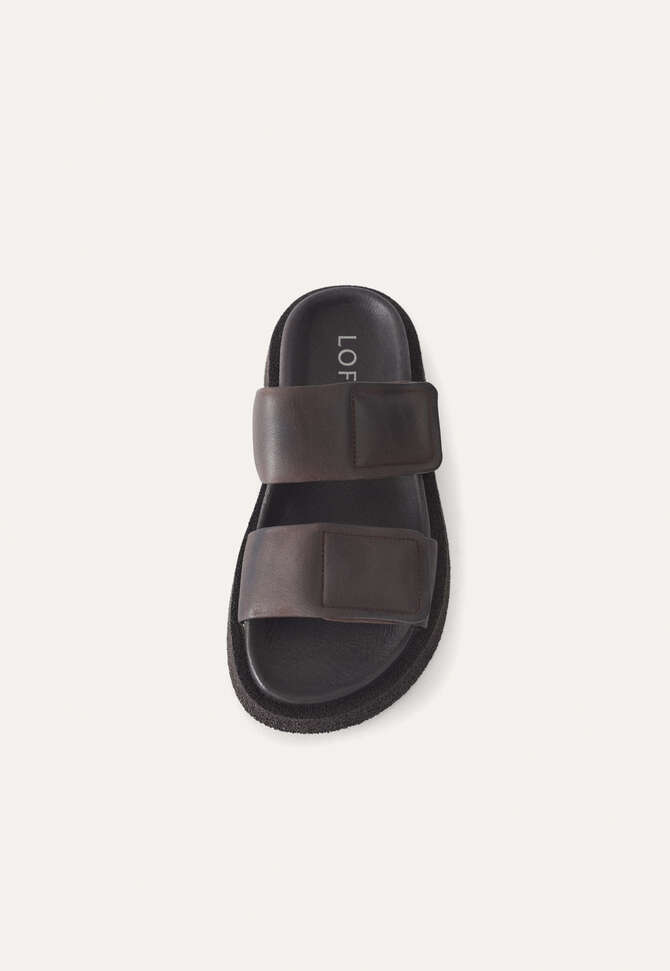 Klobige Sandalen mit Klettverschlussriemen, Schokolade, completeTheLook