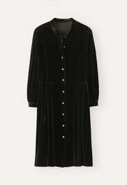 Kleid mit Taillenfalten, Tanne, webstill