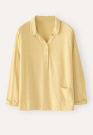 Jersey-Polo-Oberteil, Blasses Honiggelb, webstill
