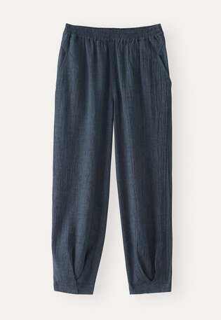 Schmal zulaufende Crinkle-Hose, Dunkles Indigo, webstill