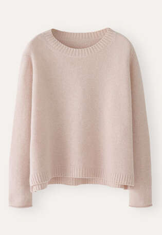 Pullover mit Rundhalsausschnitt, Grauros&eacute;, webstill
