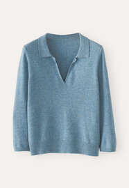 Pullover mit Kragen, Aquamarin/Rehbraun, webstill