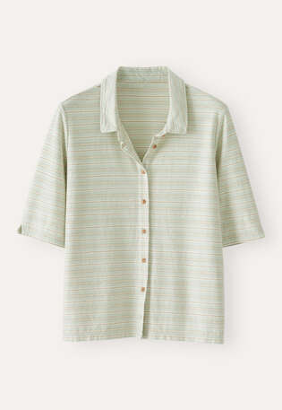 Gestreifte Jersey-Bluse, Mint/Taupe, webstill