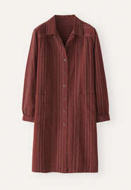 Gestreiftes Hemdblusenkleid, Rote Pflaume, webstill