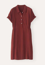Kurzes Kleid mit Kragen, Granat, webstill