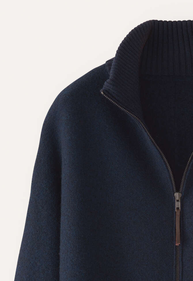 Gestrickte Jacke mit Rei&szlig;verschluss, Tintenblau, completeTheLook