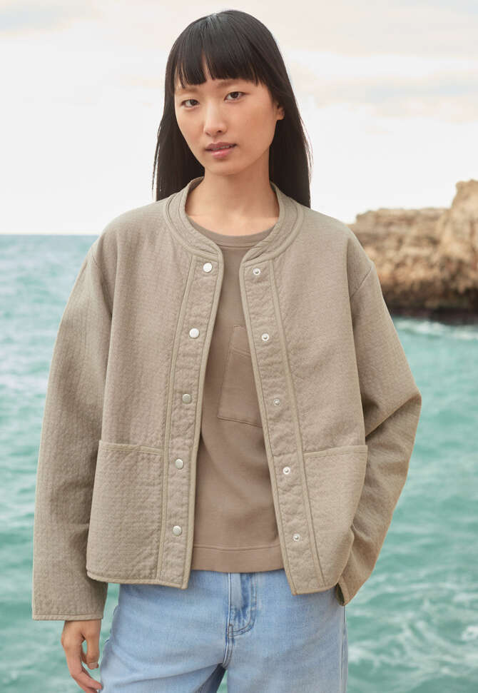 Doppellagige Jacke, Stein, completeTheLook