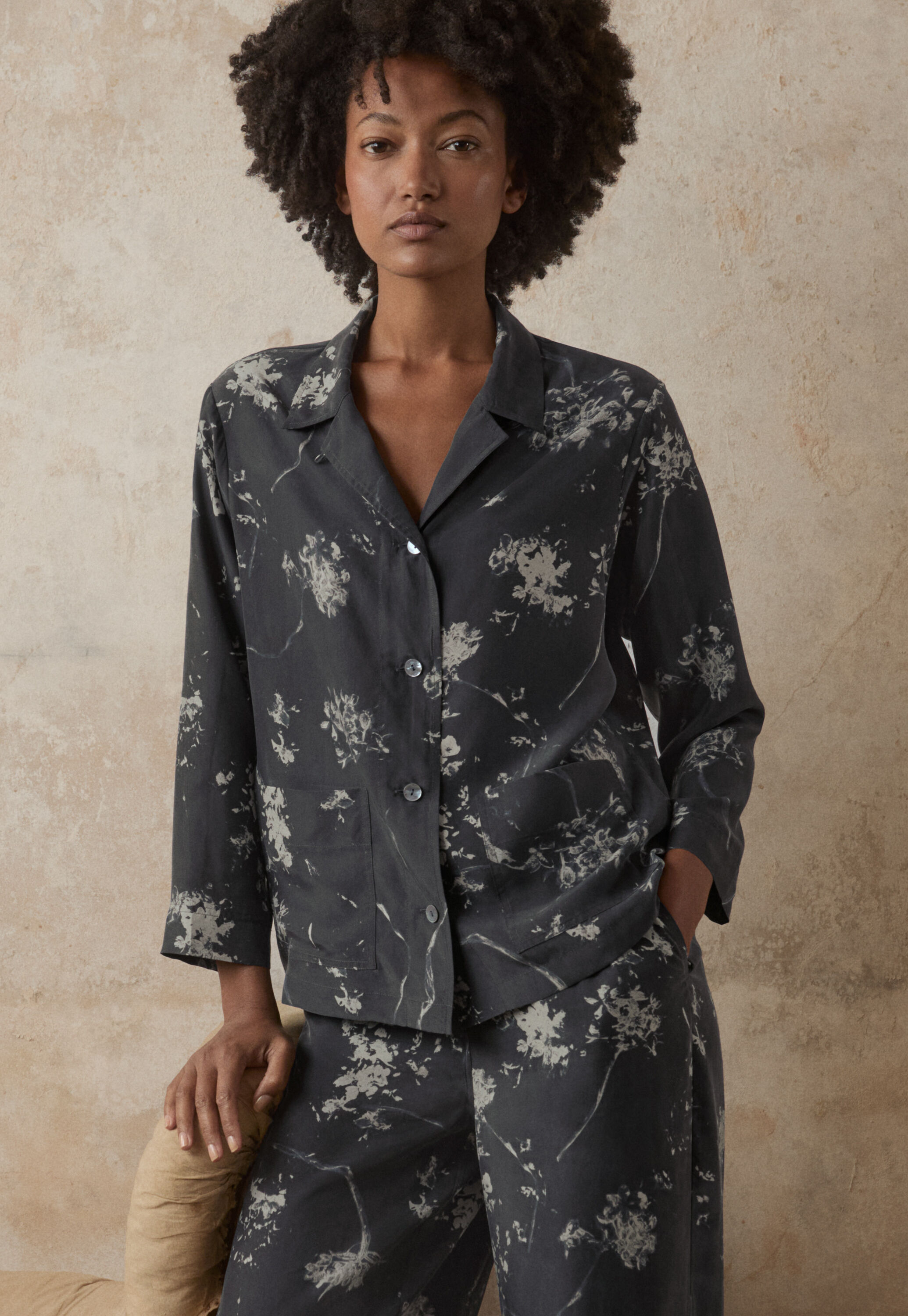Printed silk pyjamas