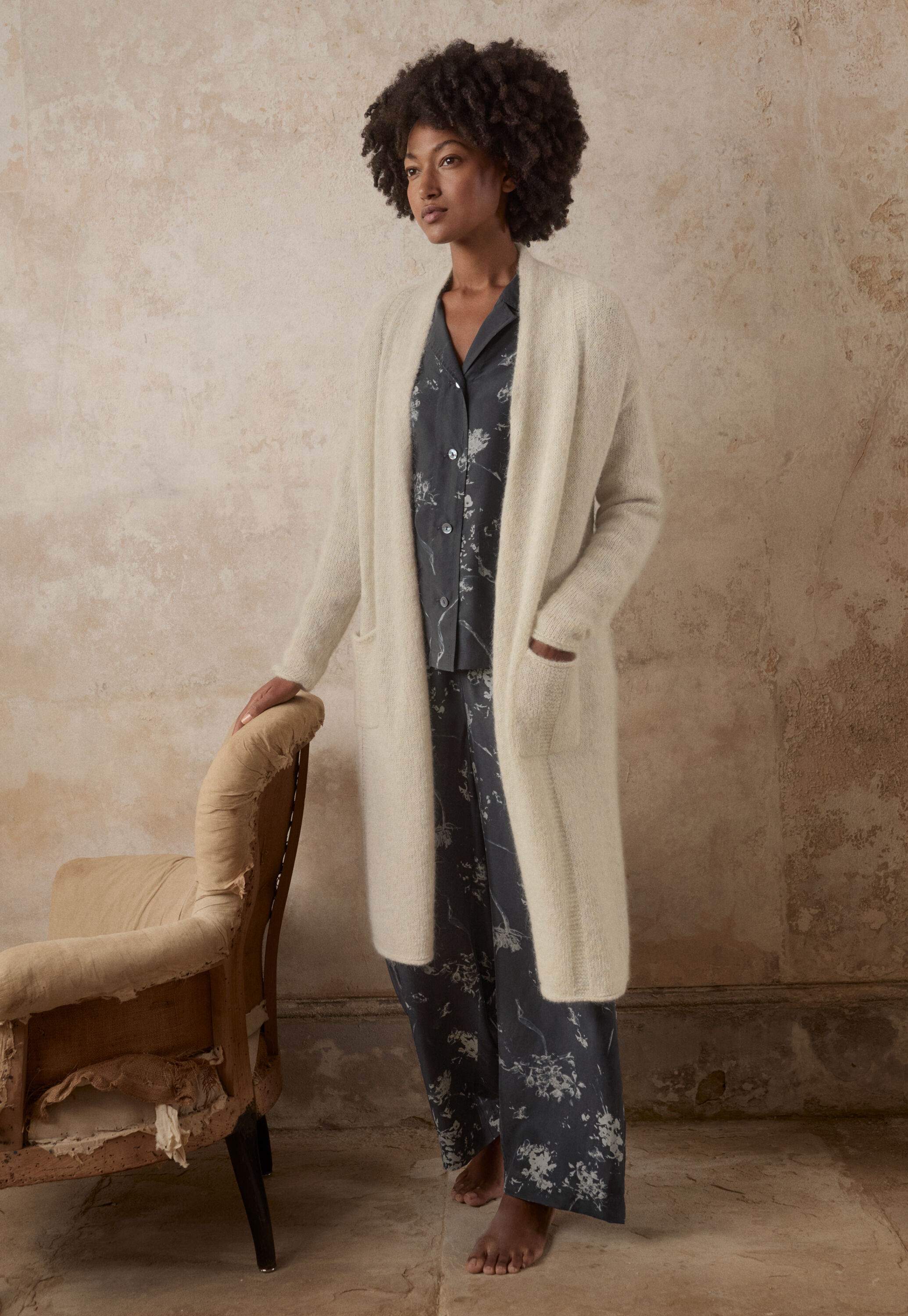Printed silk pyjamas