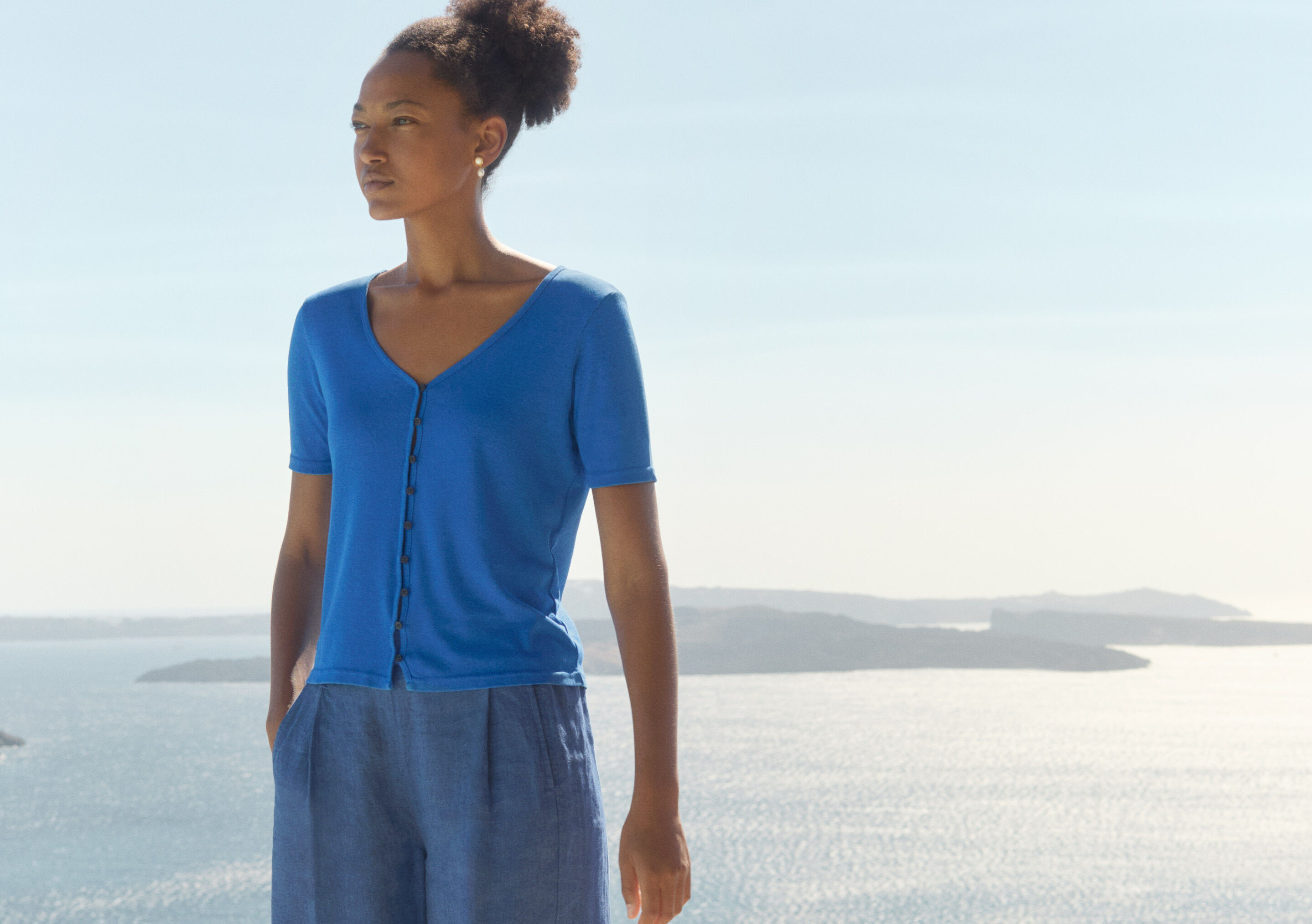 Button-shoulder top