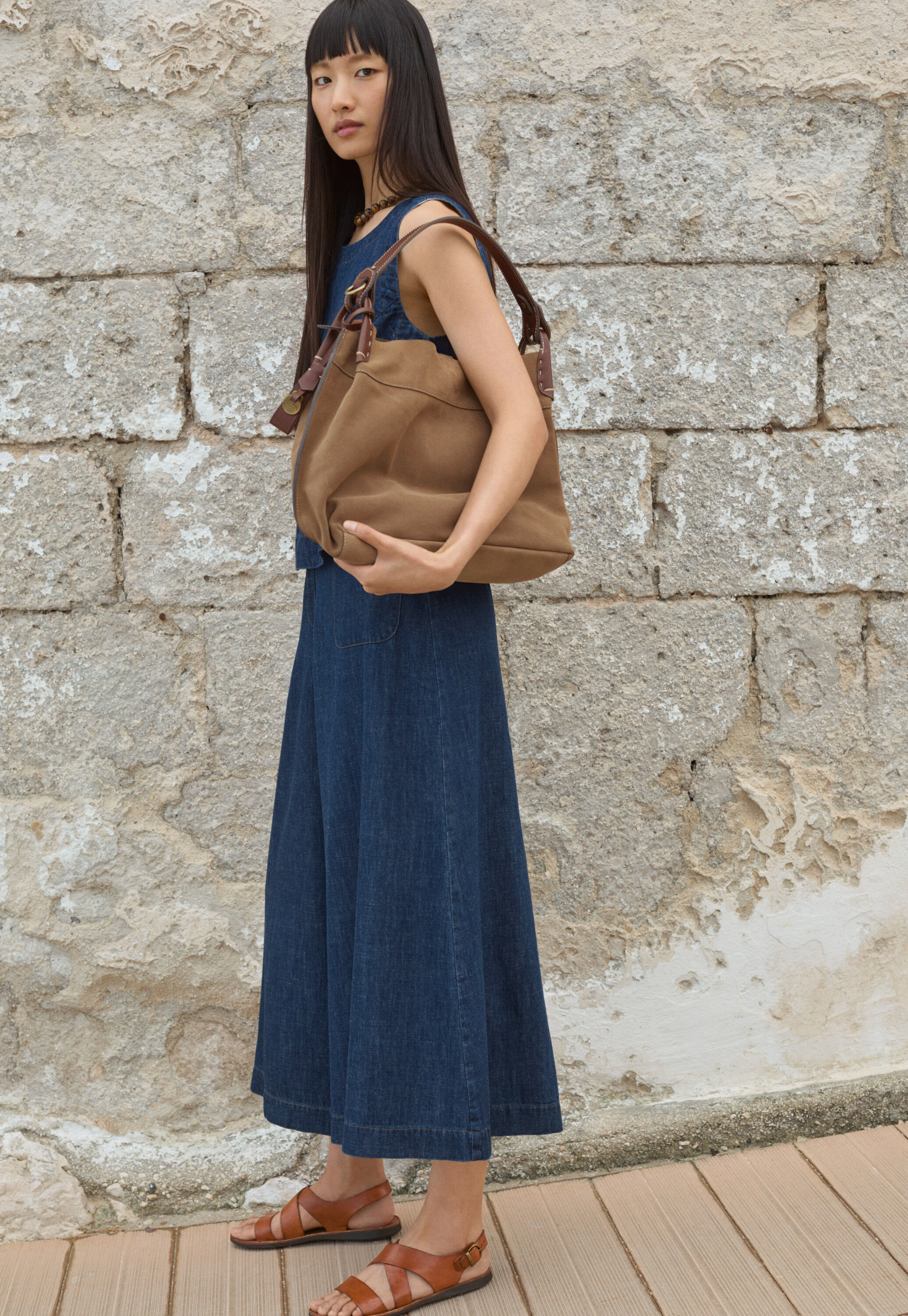 Indigo-dyed culottes, Dark denim, large
