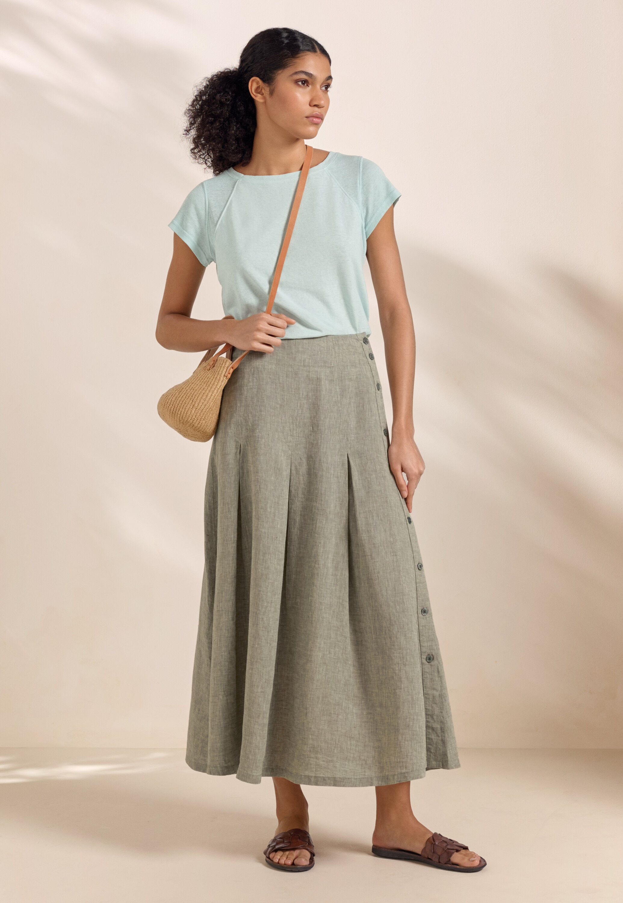 Raglan-sleeve top, Mint aqua, large